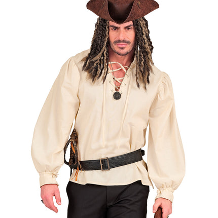 Historisch personage shirt beige voor heren achterkant – kleding