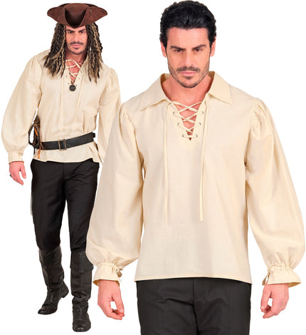 Historisch personage shirt beige voor heren vooraanzicht – kleding