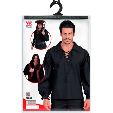 Historisch personage shirt zwart voor heren close-up – kleding