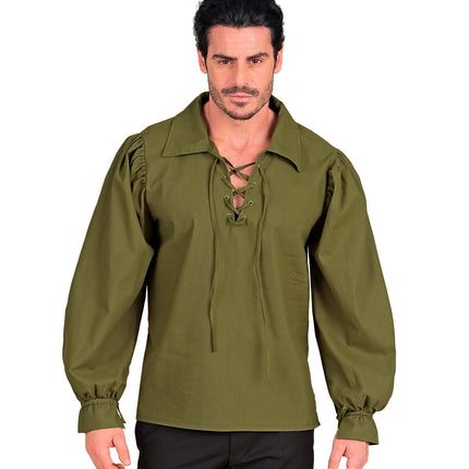 Historisch personage shirt groen voor heren zijaanzicht – kleding
