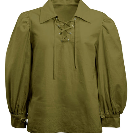 Historisch personage shirt groen voor heren detailopname – kleding