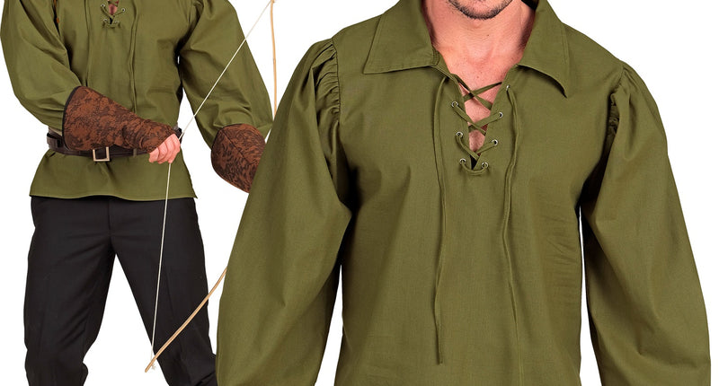 Historisch personage shirt groen voor heren vooraanzicht – kleding