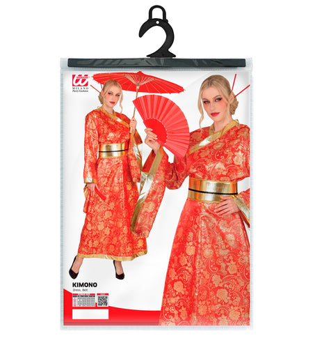 Verpakking kimono jurk dames met jurk en band, maten XS tot en met L