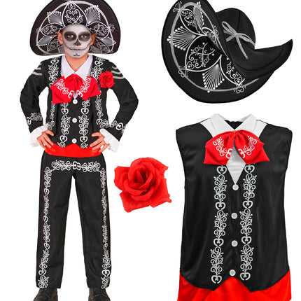 Mariachi Día de los Muertos colbert voor jongens zijaanzicht – kostuums