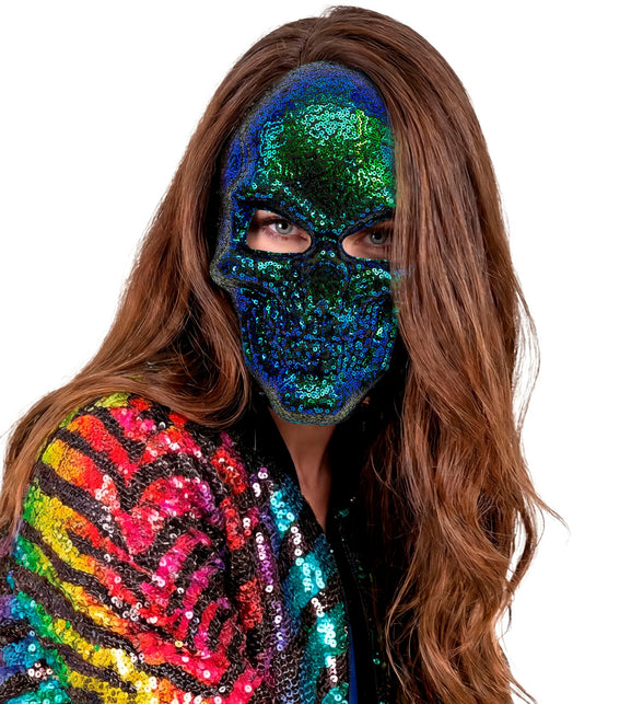 Schedel masker pailletten totaalbeeld – maskers