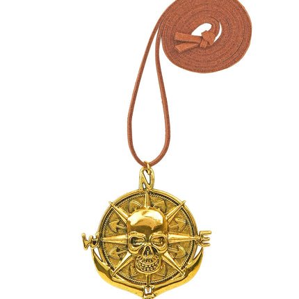 Ketting met medaillon piraten schedel zijaanzicht – sieraden