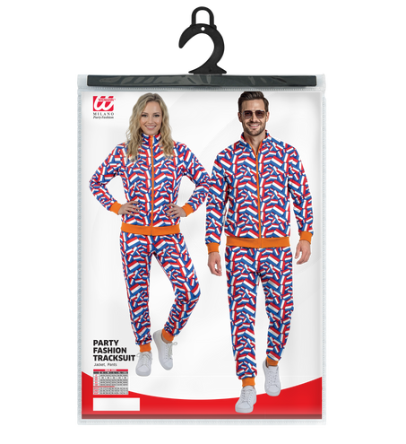 Trainingspak Holland jas en broek set in verpakking met maattabel S tot XXL