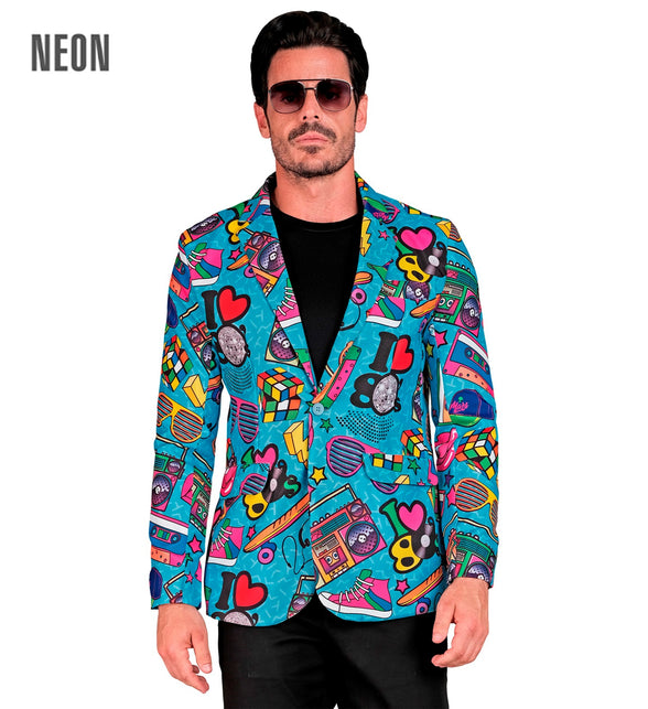 Funky 80s colbert heren - kleurrijk retro jasje voor themafeest