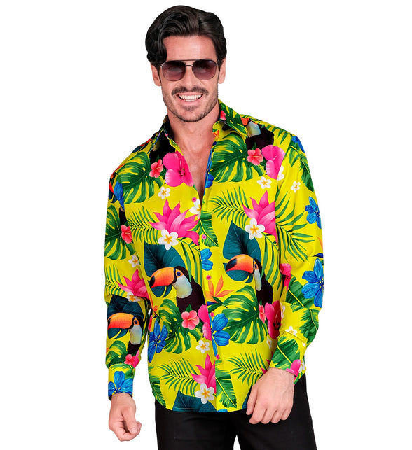 Neon tropicana hawaiihemd Troy - kleurrijke verkleedblouse heren themafeest