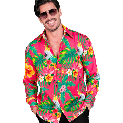 Neon copacabana hawaiihemd Jannie - foute party blouse heren tropisch thema