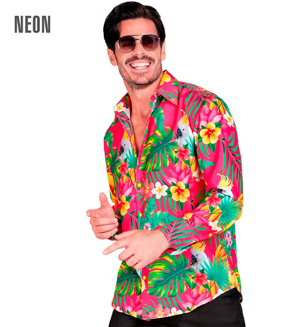 Neon copacabana blouse Jannie heren - kleurrijk hawaii overhemd voor beach party