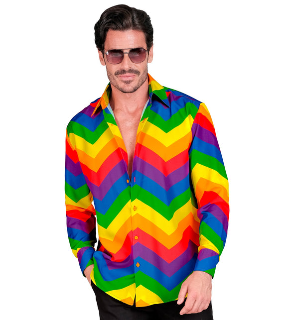 Unisex regenboog shirt in regenboogkleuren - verkleedblouse voor pride party