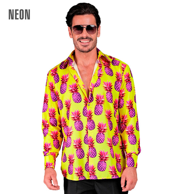 Neon ananas blouse Ankie heren - hawaii overhemd met ananasprint voor beach party