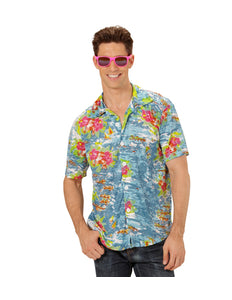 Hawaii shirt lichtblauw - lichtblauw aloha hemd met print voor beach party