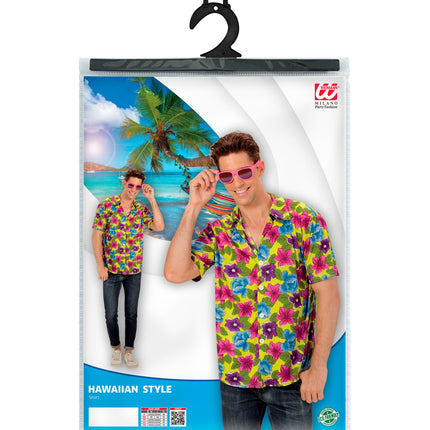 Hawaii shirt bloemen geel achterkant - geel aloha hemd tropisch beach party
