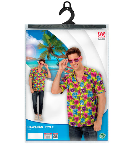 Hawaii shirt bloemen geel achterkant - geel aloha hemd tropisch beach party