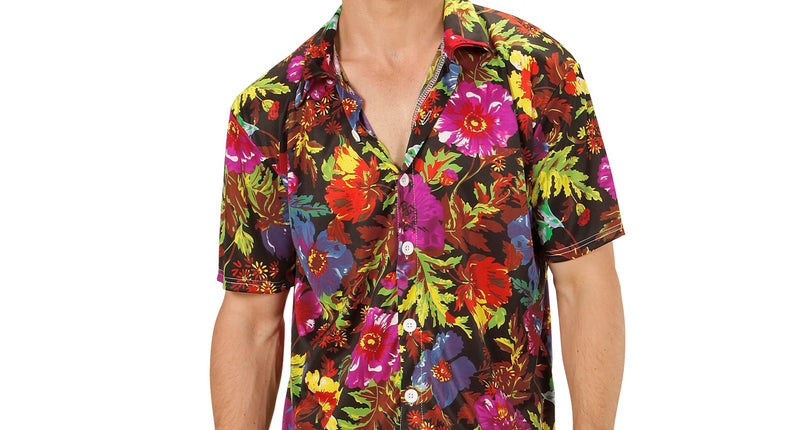 Hawaii shirt tropical - zwart aloha hemd met tropische print voor beach party