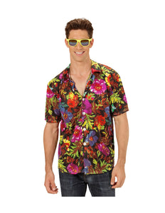 Hawaii shirt tropical - zwart aloha hemd met tropische print voor beach party