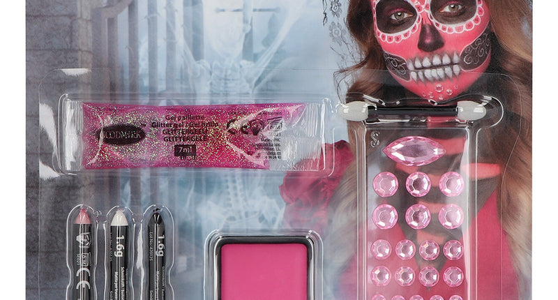 Schmink kit Diamond Catrina (vetschmink, schminksticks, glittergel, strass steentjes en applicator)