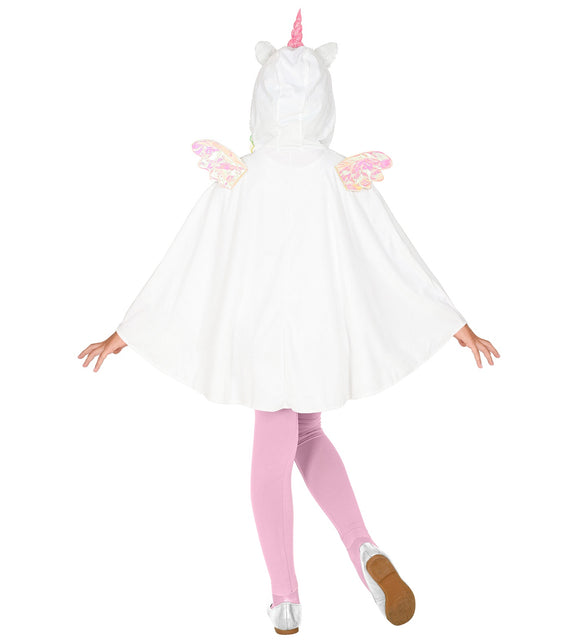 Unicorn poncho kind close-up - eenhoorn cape met muts dierenpak meisjes