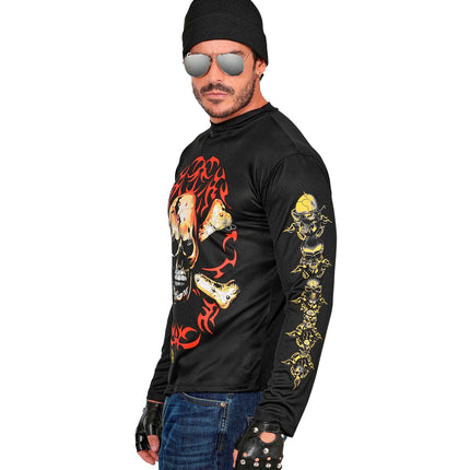 Schedel biker shirt gedragen, totenkopf rocker T-shirt heren