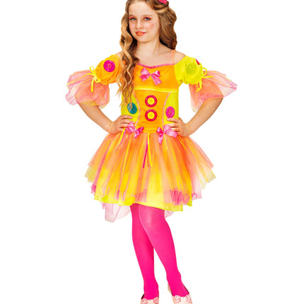 Neon fantasie jurkje meisje compleet, kleurrijke verkleedjurk fantasy