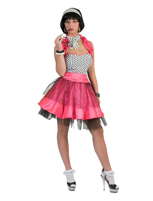 Rock'n Roll jurk roze zijaanzicht – verkleedkleding