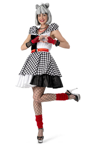 Zwart wit Suzanna gedragen door model – feestkleding