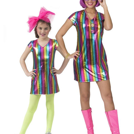 Regenboog pakje Ronda dames stofdetail – verkleedkostuum