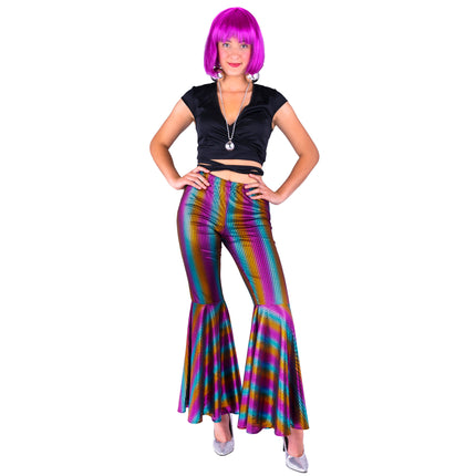 Regenboog pailletten broek vooraanzicht – carnavalskostuum