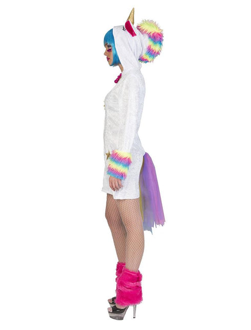Unicorn Regenboog pak Lot dames zijaanzicht – verkleedkleding