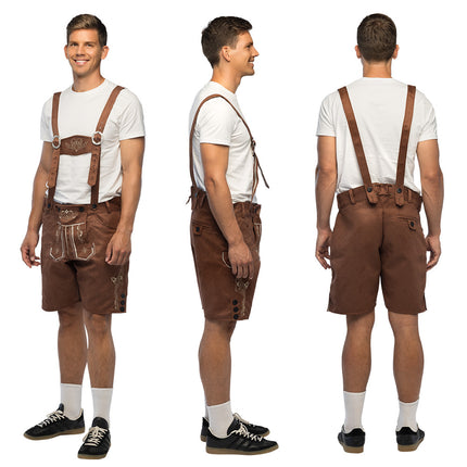 Bruine Tiroler lederhose detail borduursel
