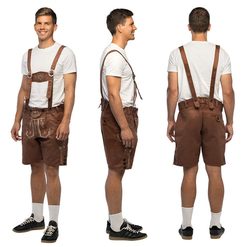 Bruine Tiroler lederhose detail borduursel
