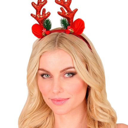 Rendier hoofddeksel glitter rood detailopname – accessoires