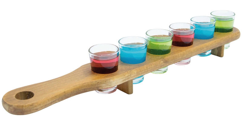 6 shotglaasjes in tray