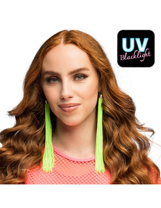 Paar oorbellen Festival neongroen UV 20 cm clips