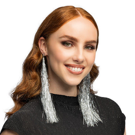 Paar oorbellen Festival zilver 20 cm clips
