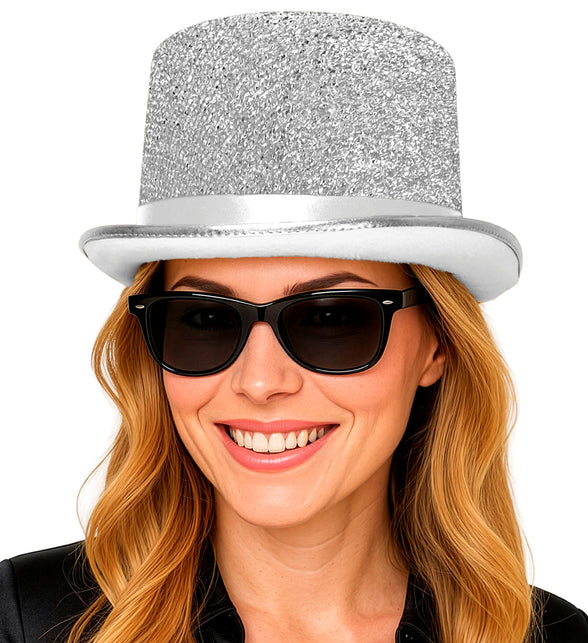 Hoge hoed zilver glitter lurex — foto 4