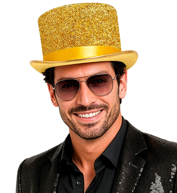 Hoge hoed goud glitter lurex — foto 3