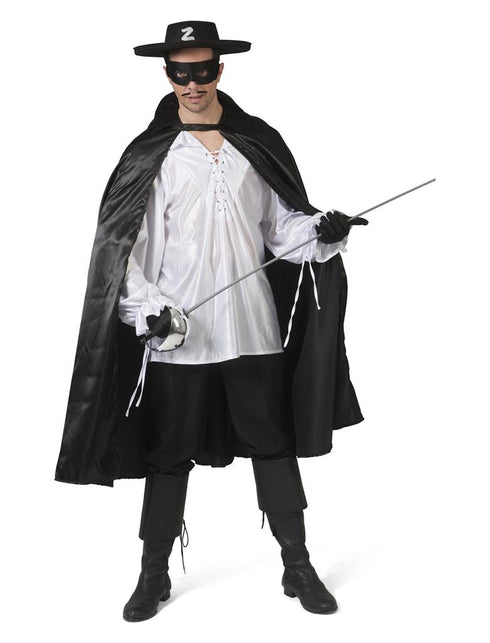 Zwarte cape Zorro met glans