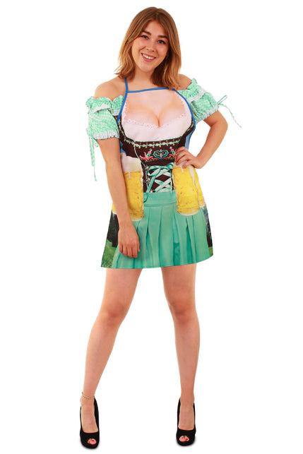 Schort Oktoberfest dirndl jurk met bierpullen