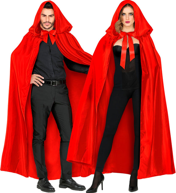 Satijnen cape rood met muts — foto 3