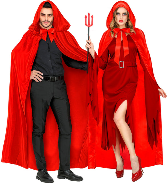 Satijnen cape rood met muts — foto 4