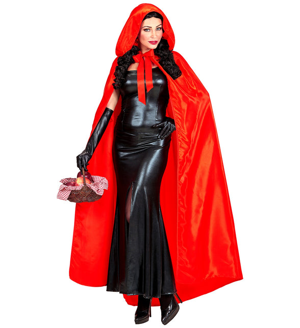 Satijnen cape rood met muts — foto 5