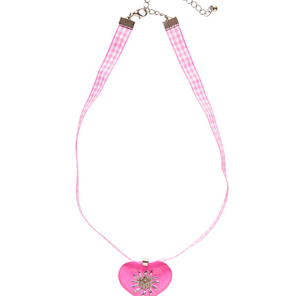 Halsketting met roze hart en edelweiss — foto 2