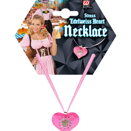 Halsketting met roze hart en edelweiss — foto 3