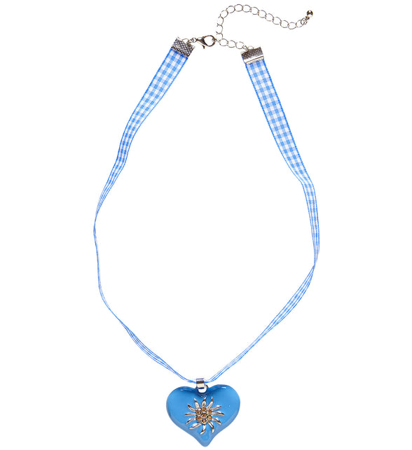 Halsketting met azuurblauw hart en edelweiss — foto 2