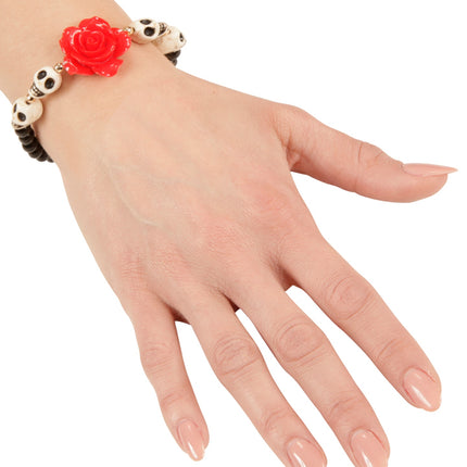Schedel armband met rode roos — foto 2