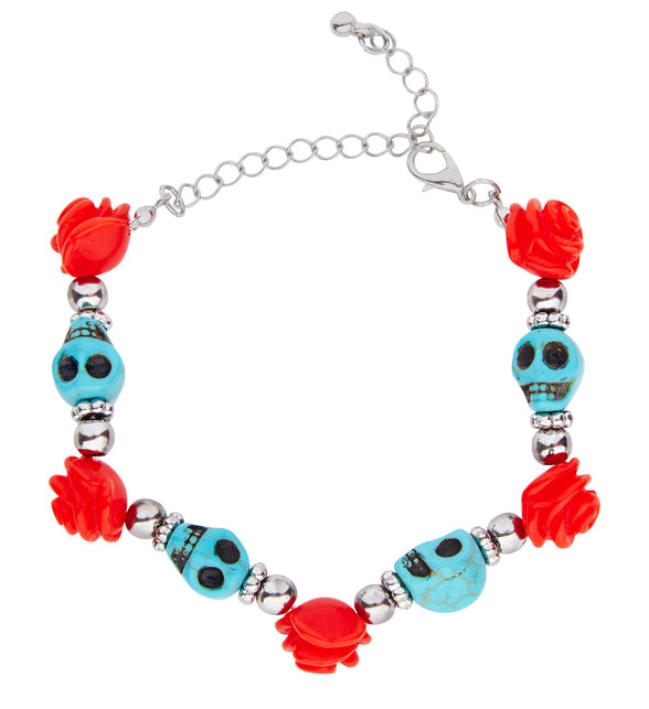 Armband met schedels en rozen