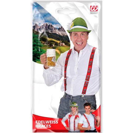 Tiroler Edelweiss bretels oktoberfeest rood — foto 2